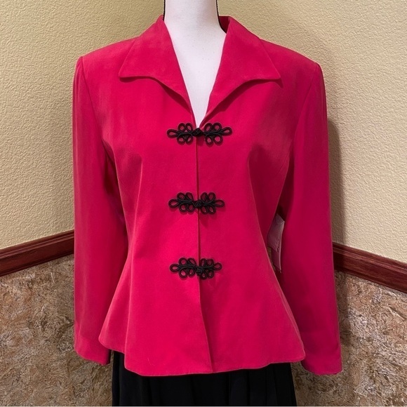 Anna Carole Sz 14 Silk 100% Blazer Shoulder Pads Hot Pink Barbiecore Barbie - Picture 10 of 10